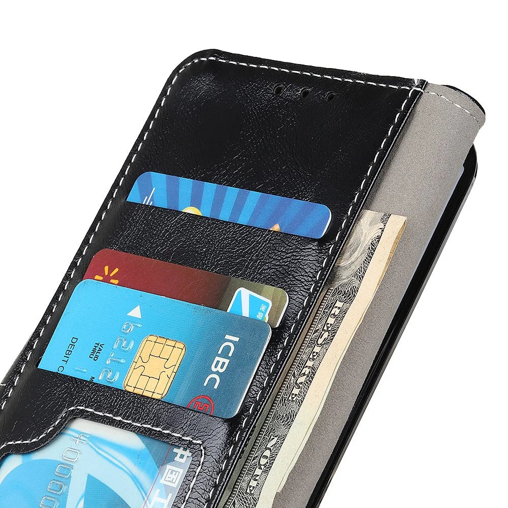 Crazy Horse Skin Leather Unique Case for iPhone 12 mini - Black - 6