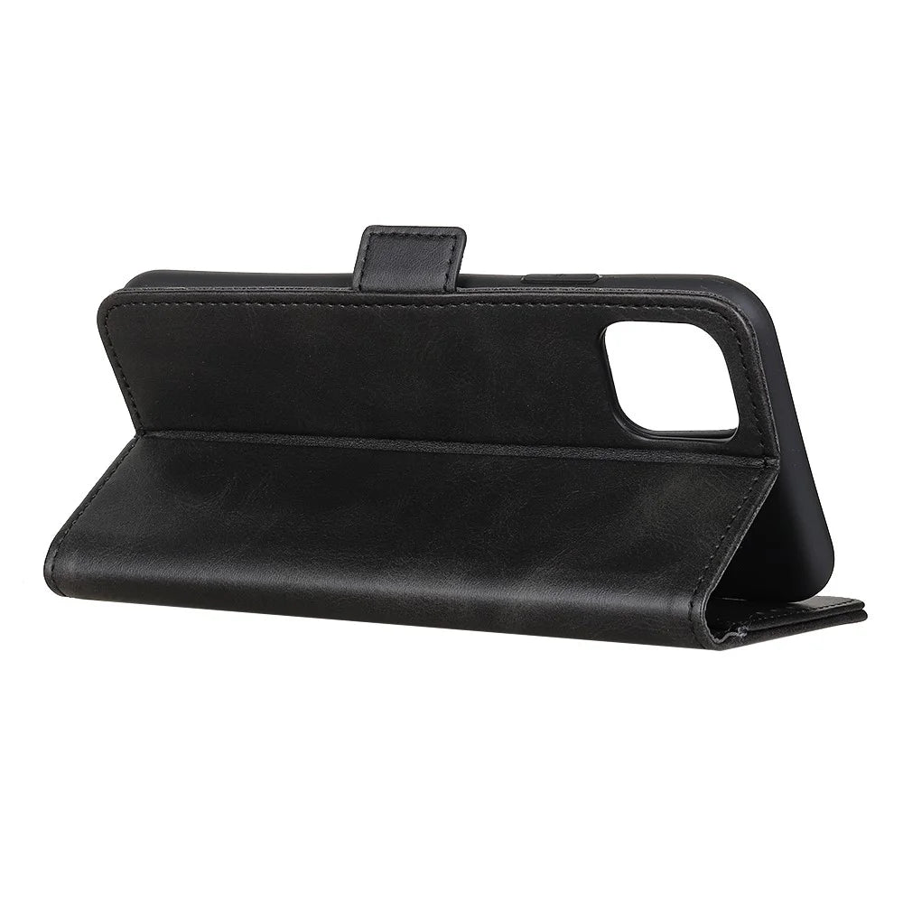 Magnetic Double Clasp Leather Cool Case for iPhone 12 mini - Black - 6