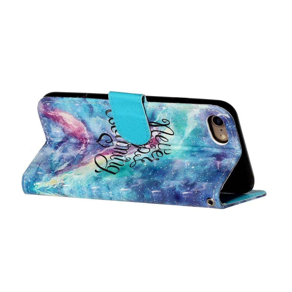 Light Spot Decor Pattern Printing Wallet Stand Flip Leather Case for iPhone 7/8/SE (2020)/SE (2022) - Never Stop Dreaming - 6