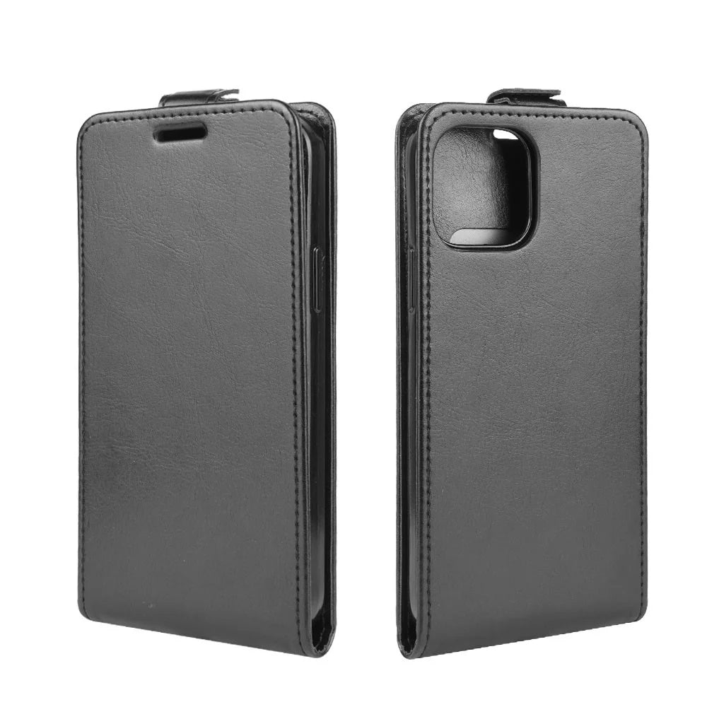Vertical Flip Crazy Horse Leather Cell Phone Case for iPhone 12 mini - Black - 2