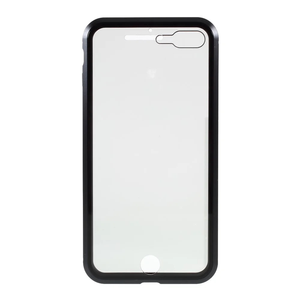 Magnetic Metal Frame + Double-sided Tempered Glass Anti-peep Case for iPhone 7 Plus/8 Plus 5.5 inch - Black - 2