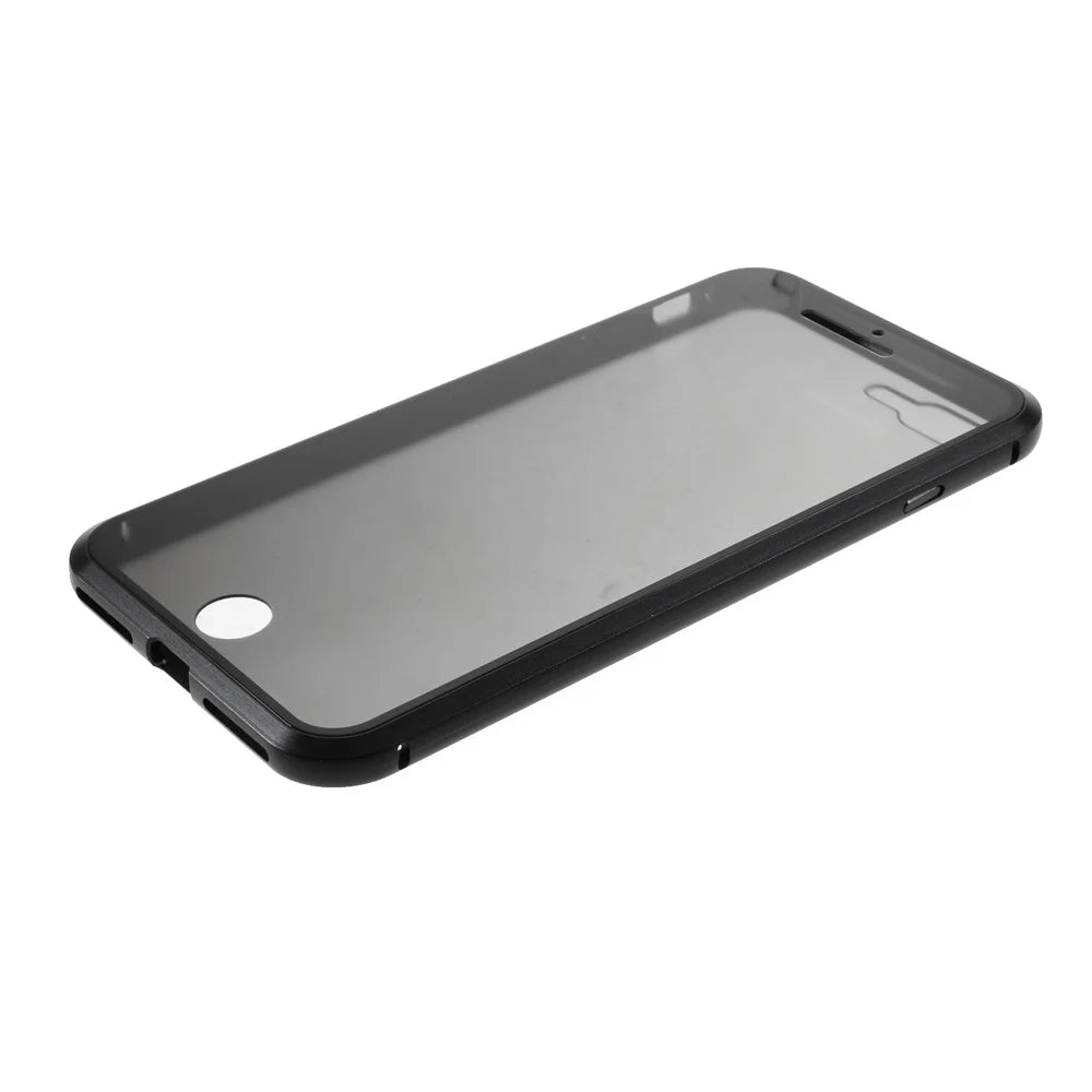 Magnetic Metal Frame + Double-sided Tempered Glass Anti-peep Case for iPhone 7 Plus/8 Plus 5.5 inch - Black - 6
