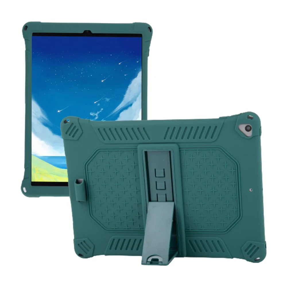 Kickstand PC Soft Silicone Case with Hanging Rope for iPad 10.2 (2021)/(2020)/(2019)/Air 10.5 inch (2019) - Green - 1