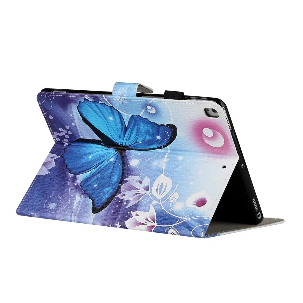 Pattern Printing Stand Leather Card Holder Case for iPad 10.2 (2021)/(2020)/(2019)/Air 10.5 inch (2019) - Blue Butterfly - 4