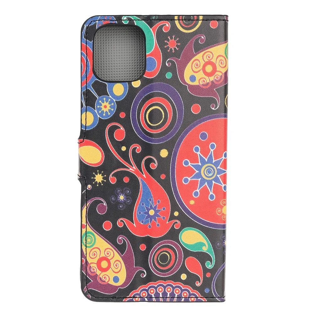 Pattern Printing Leather Wallet Case for iPhone 12 mini - Paisley Flower - 3