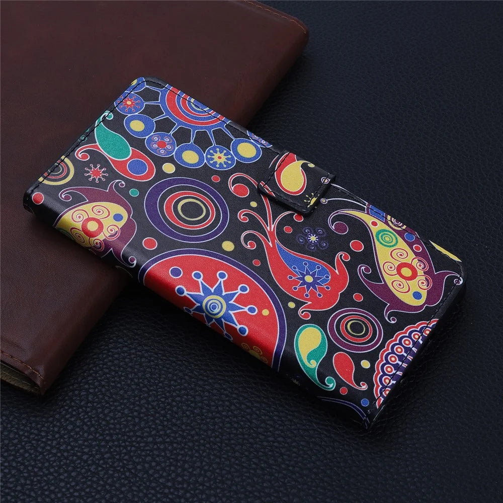 Pattern Printing Leather Wallet Case for iPhone 12 mini - Paisley Flower - 6
