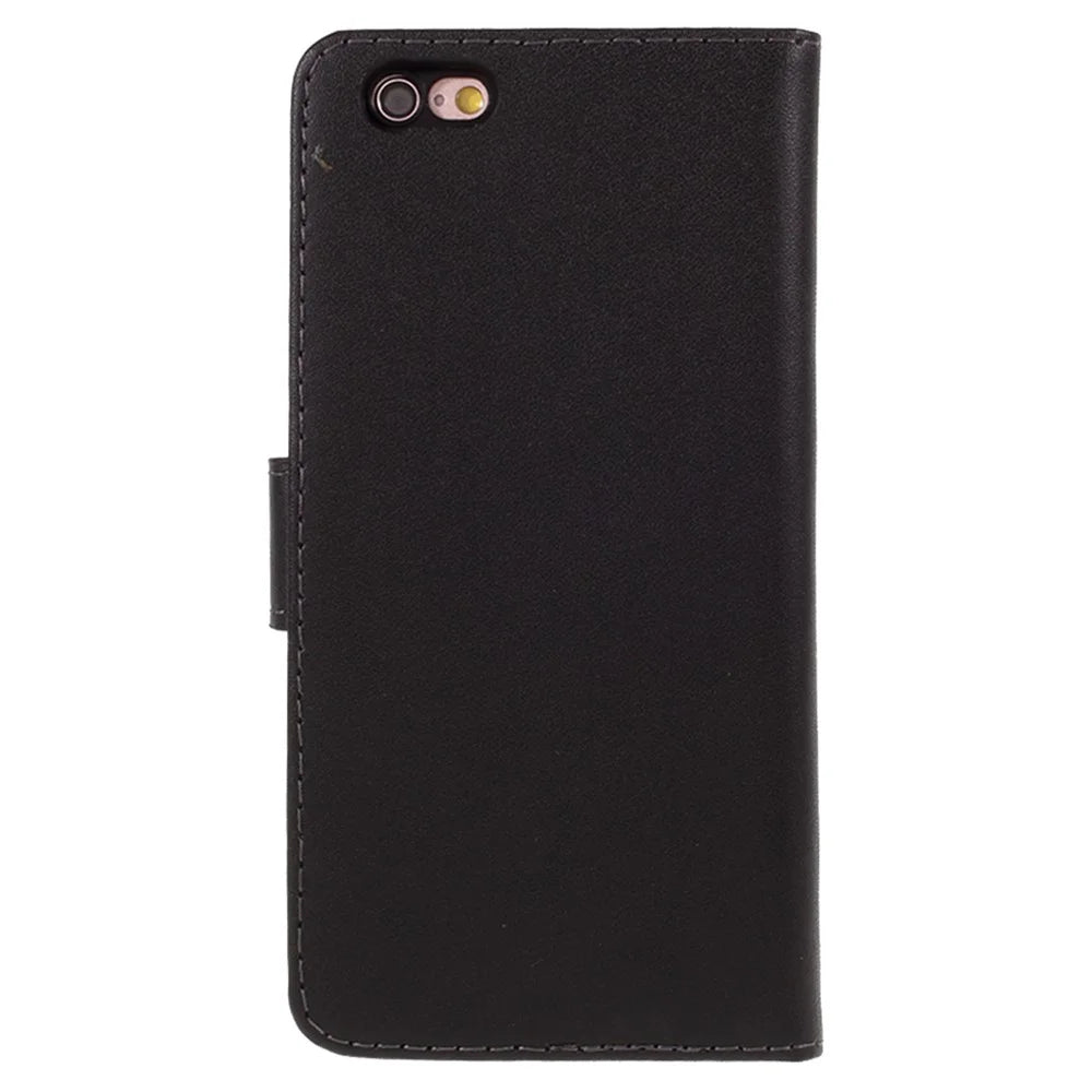 Drop-Resistant Split Leather with Stand Wallet Shell for iPhone 6/6s 4.7-inch Phone Accessory - Black - 3