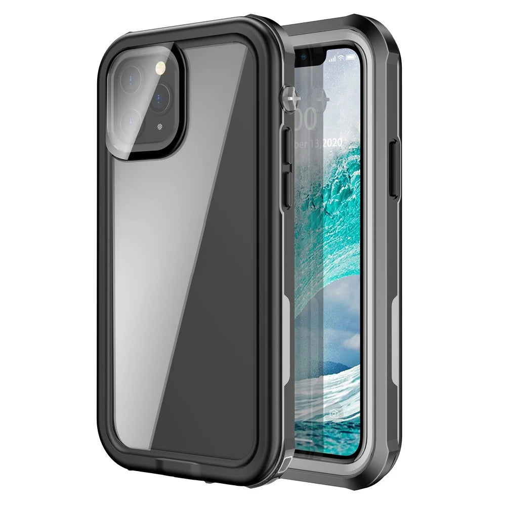 For iPhone 12 6.1 inch IP68 Waterproof Phone Case Drop-resistant Shockproof Mobile Phone Cover - 1