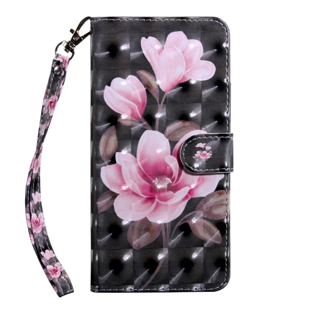 Light Spot Decor Patterned Leather Wallet Case for iPhone 12 mini - Pink Flowers - 2