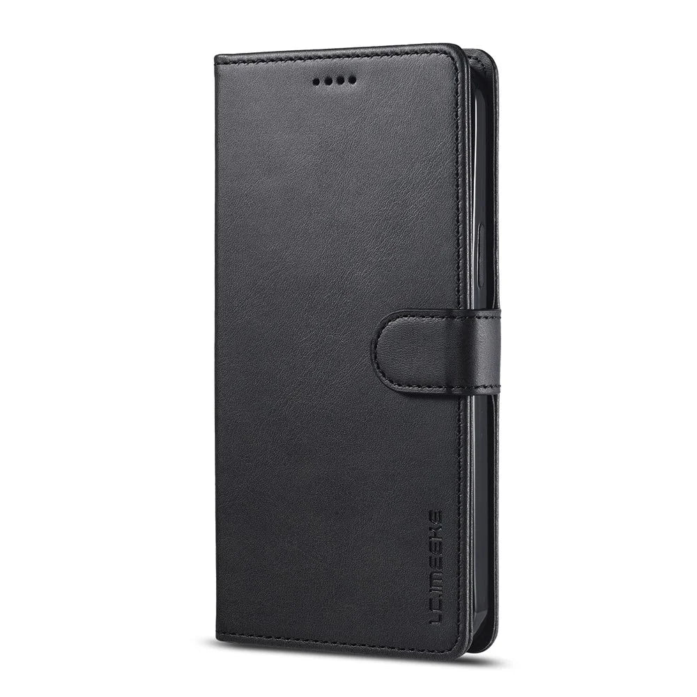 LC.IMEEKE Leather Wallet Stand Cover Cell Phone Shell for iPhone 12 mini - Black - 2