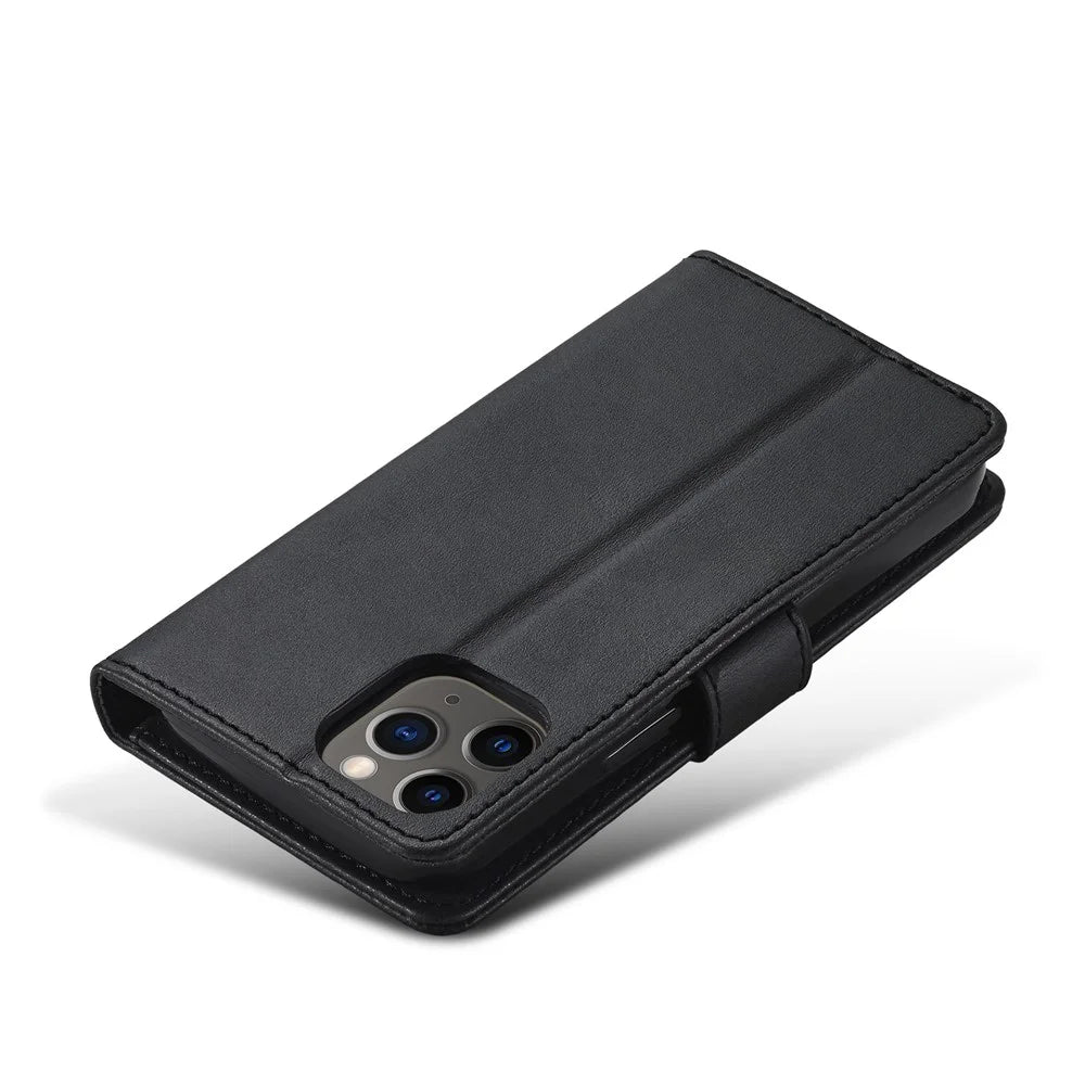 LC.IMEEKE Card Holder Leather Wallet Stand Cover Phone Case for iPhone 12 Pro 6.1 inch - Black - 5