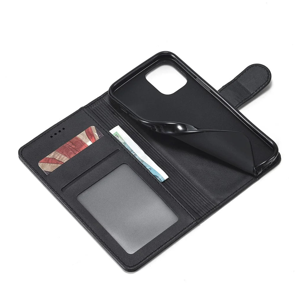 LC.IMEEKE Card Holder Leather Wallet Stand Cover Phone Case for iPhone 12 Pro 6.1 inch - Black - 6