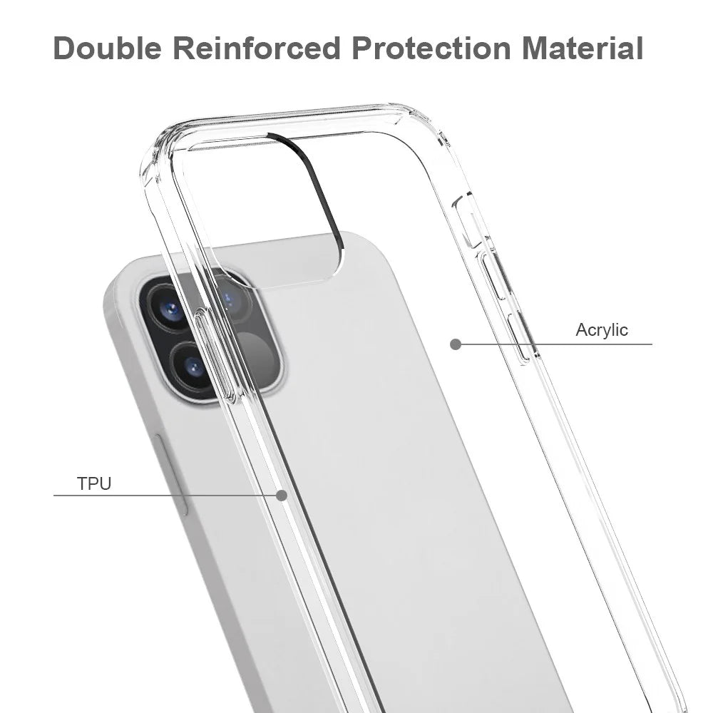 Cellphone Case Bag Scratch Resistant Acrylic + TPU Transparent Phone Shell for iPhone 12 Pro/12 - 2