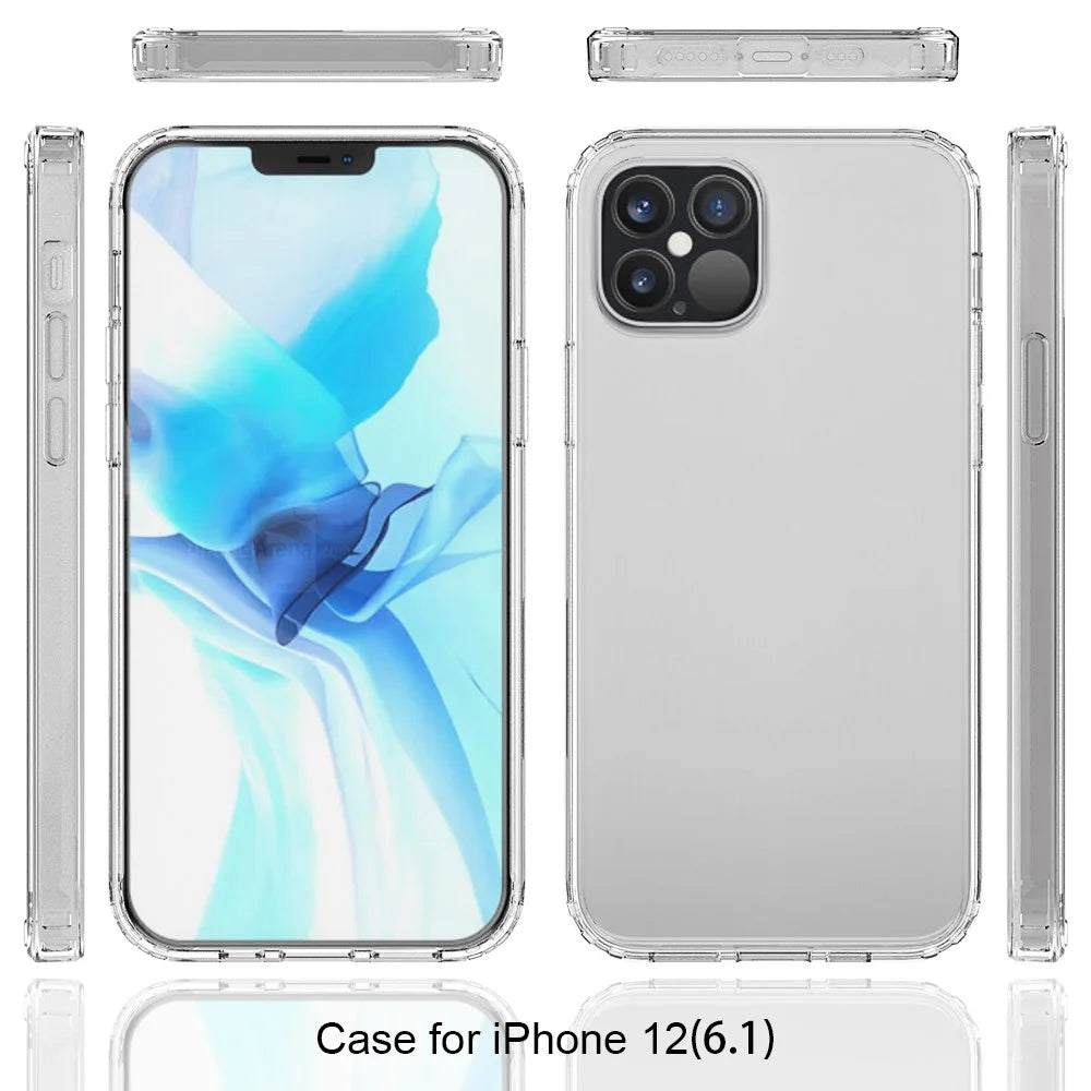 Cellphone Case Bag Scratch Resistant Acrylic + TPU Transparent Phone Shell for iPhone 12 Pro/12 - 7