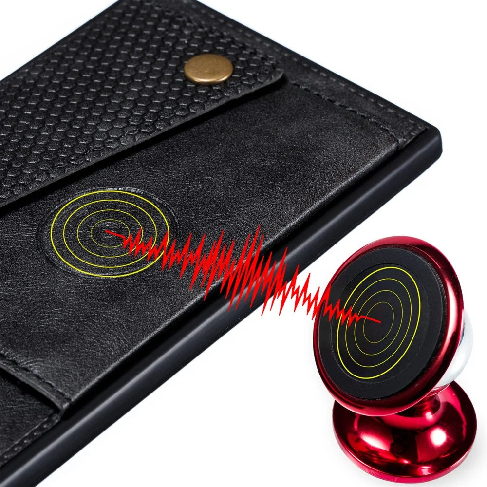 PU Leather Coated TPU Cover [Built-in Vehicle Magnetic Sheet] for iPhone 12 Pro/12 - Black - 7