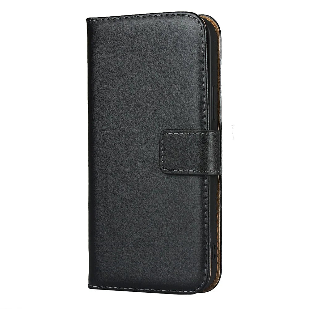 Genuine Leather Wallet Adjustable Stand Phone Cover Case for iPhone 12 mini 5.4 inch - Black - 2