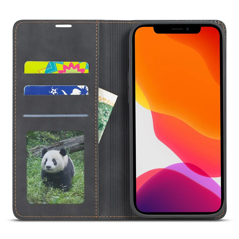 FORWENW Fantasy Series Silky Touch Leather Cover for iPhone 12 Pro Max 6.7 inch - Black - 2