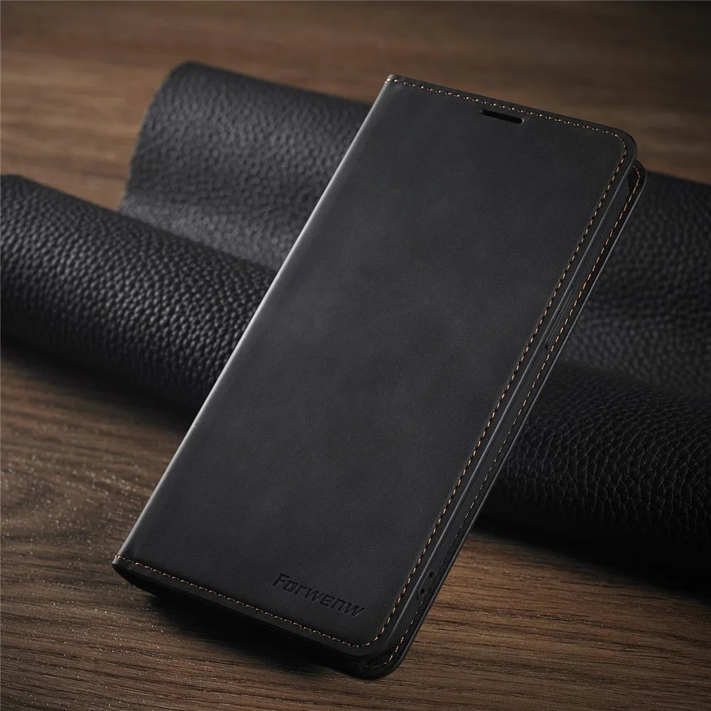 FORWENW Fantasy Series Silky Touch Leather Cover for iPhone 12 Pro Max 6.7 inch - Black - 5