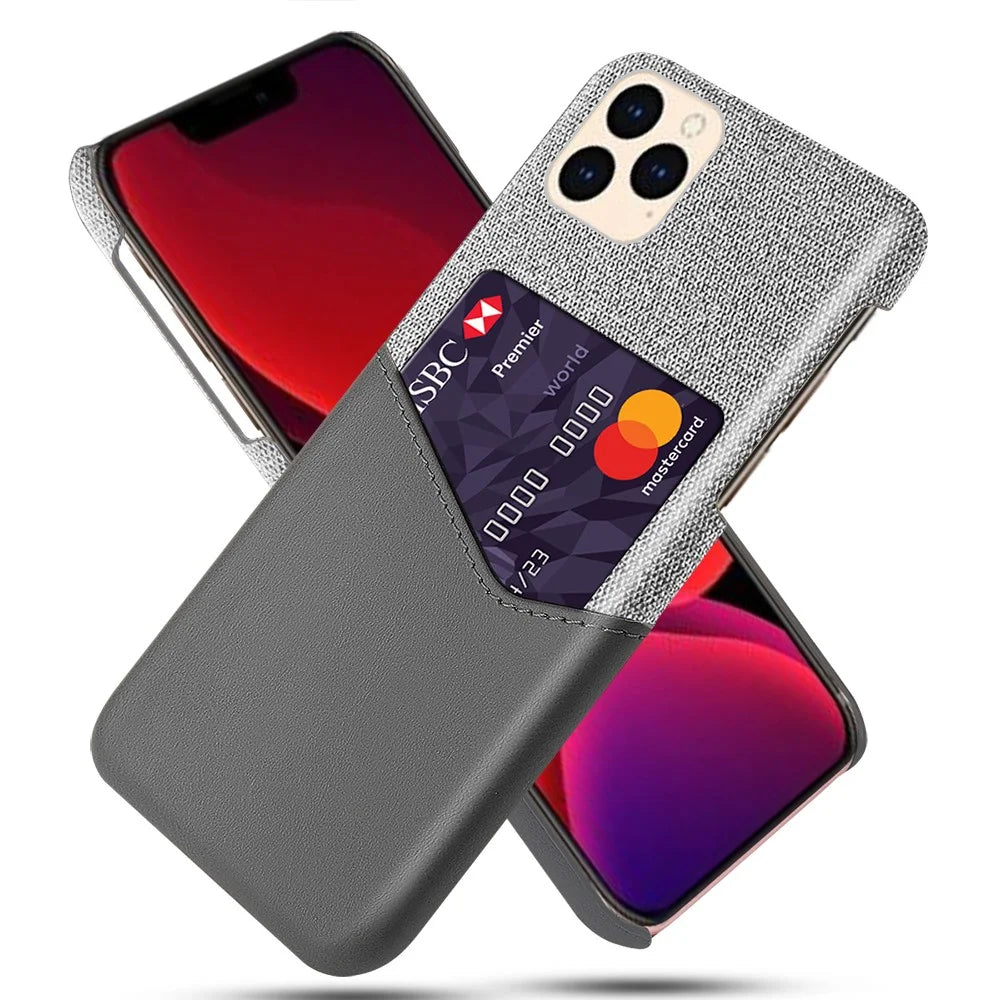 Cloth + PU Leather + PC Cover Cell Phone Case for iPhone 12 mini - Grey - 1