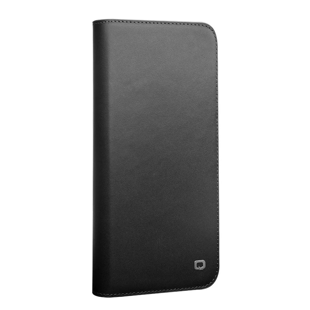 QIALINO For iPhone 12 Pro Max 6.7 inch Wallet Case Stand Genuine Cow Leather Flip Phone Cover - Black - 2
