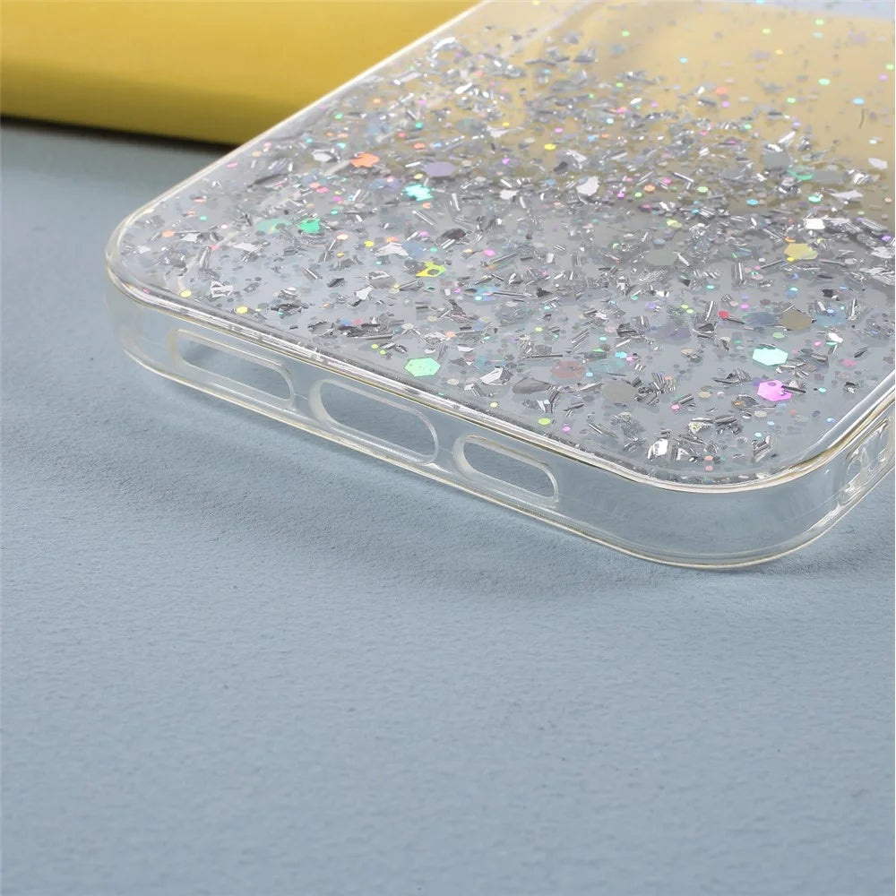 Starry Sky Epoxy Sparkle TPU Shell Phone Case for iPhone 12 Pro Max - White - 4