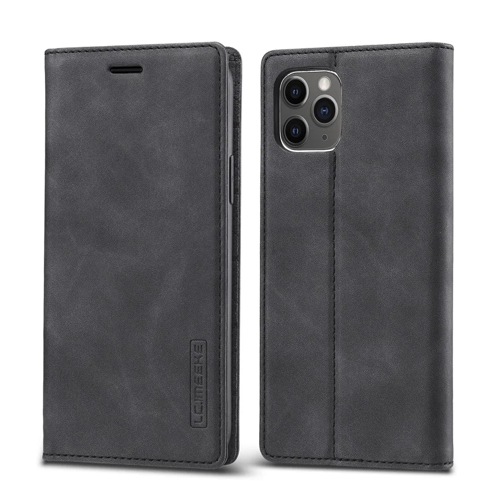 LC.IMEEKE Strong Magnetic PU Leather Cover Phone Case for iPhone 11 - Black - 3