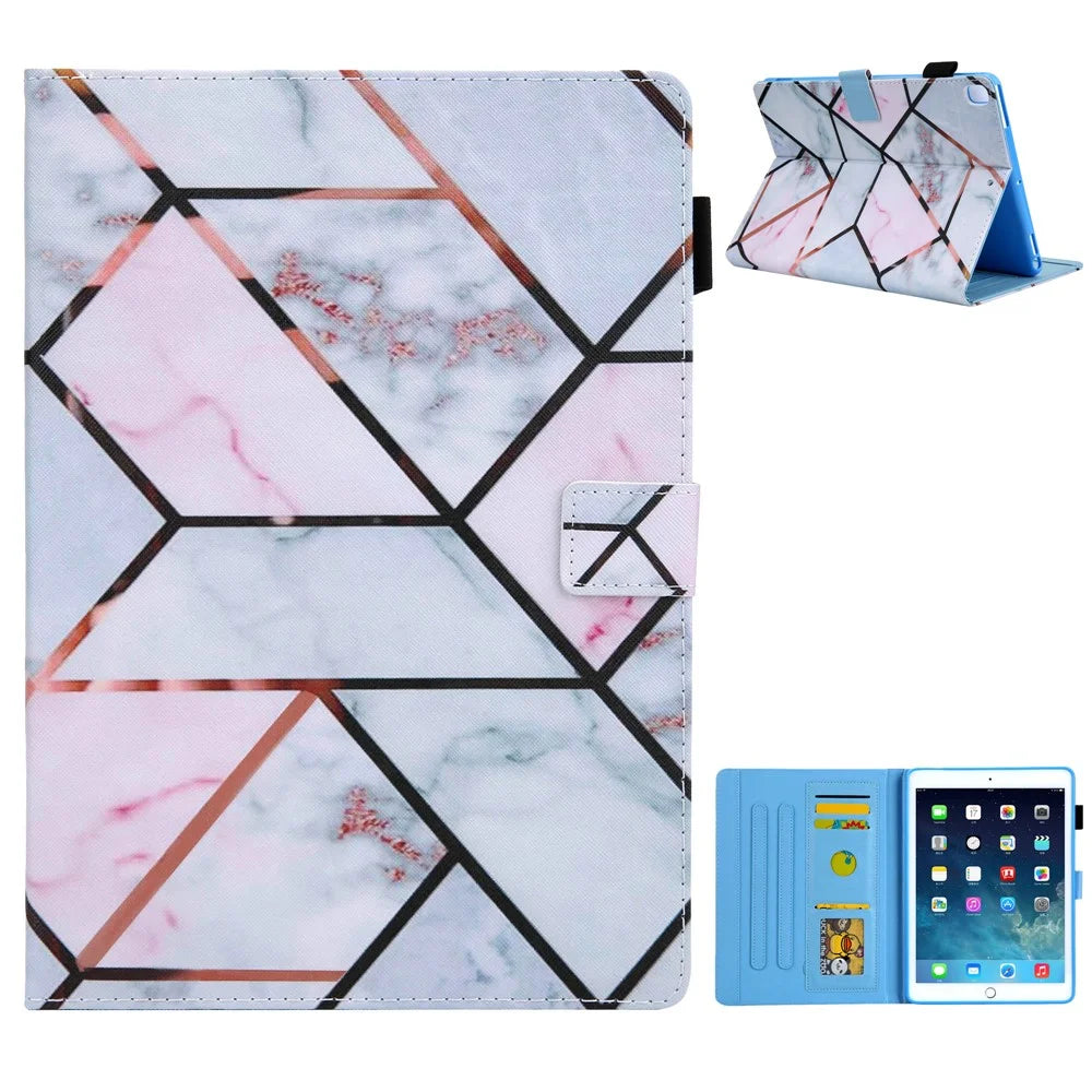 Patterned Leather Stand Smart Shell for iPad Air/Air 2/Pro 9.7 inch (2016)/iPad 9.7-inch (2018)/(2017) - Marble Texture - 1