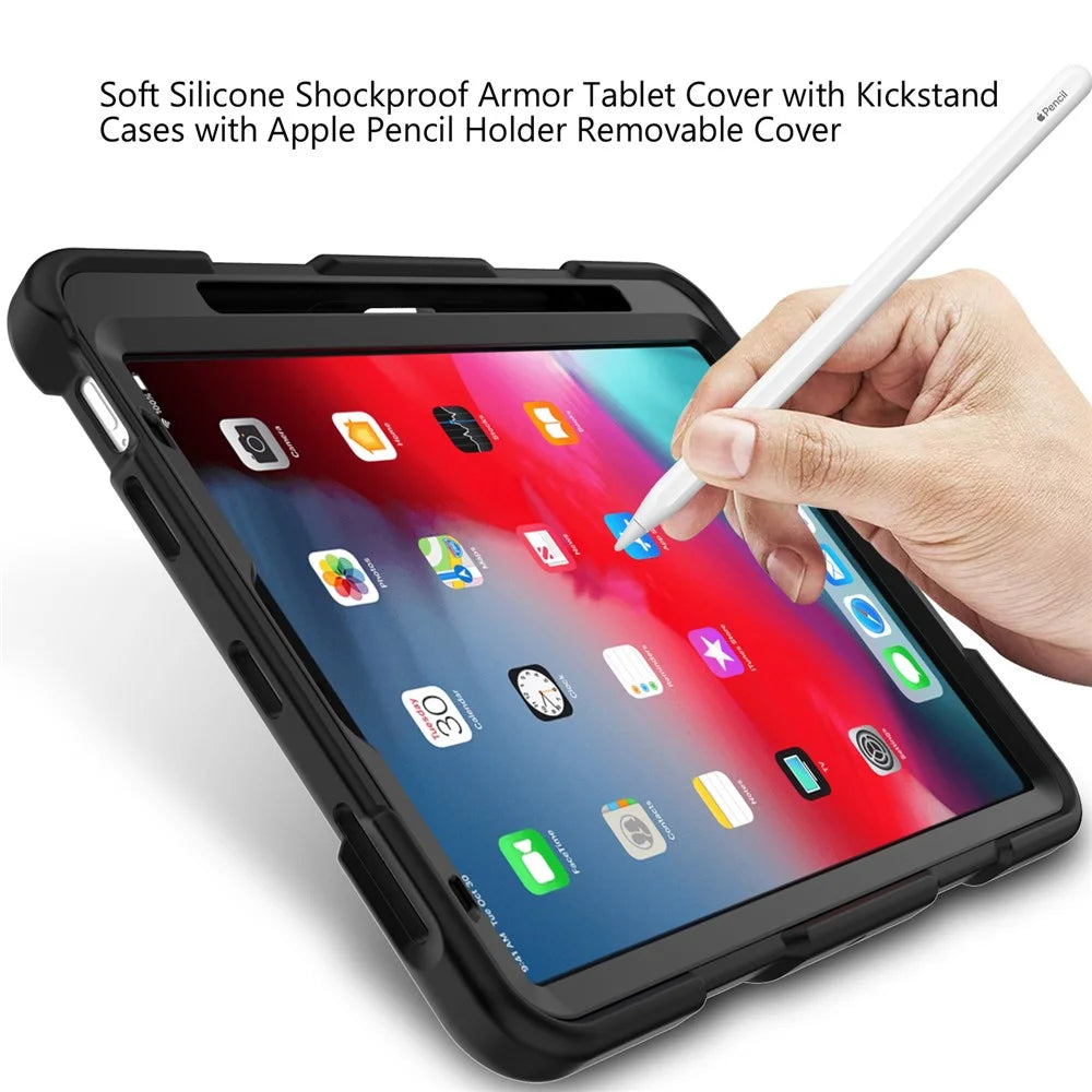 Dual-Color Splicing Shockproof PC + Silicone Protector with Kickstand for iPad Air (2020) / Air (2022) - Black / Black - 5