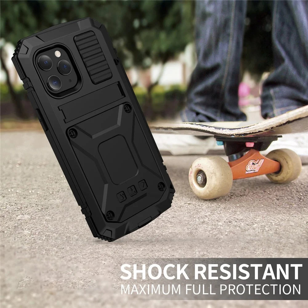 R-JUST Shockproof Dustproof Waterproof Protector Case for iPhone 12 Pro Max Kickstand Shell with Accurate Cut-outs  - Black - 6