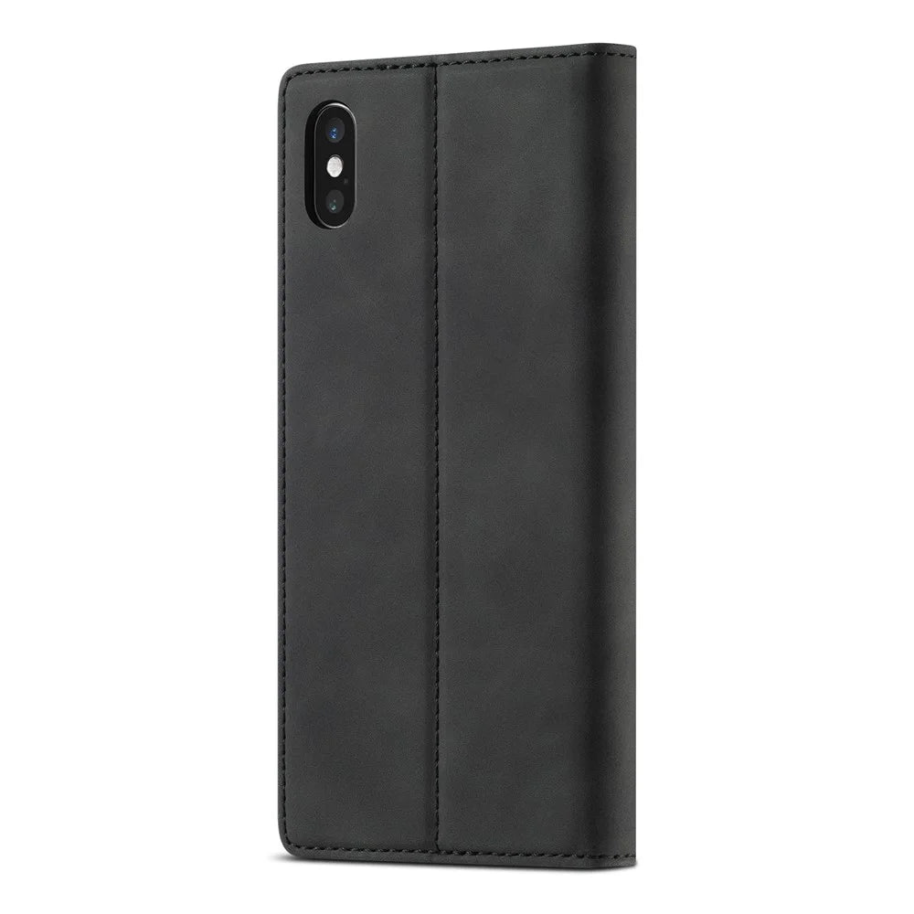 LC.IMEEKE Leather Wallet Stand Strong Magnetic Phone Protective Shell for iPhone XS Max - Black - 2