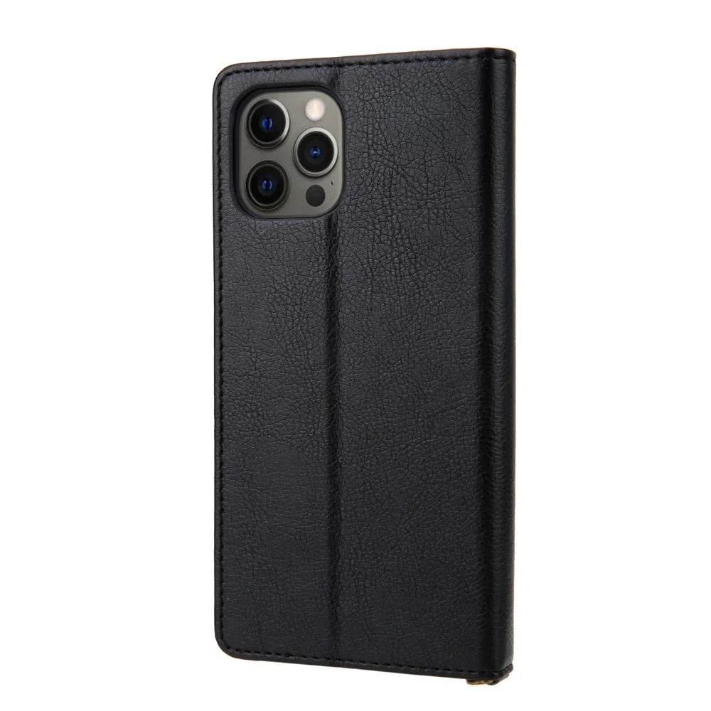 CMAI2 PU Leather Phone Cover Case with Card Holder for iPhone 12 Pro Max - Black - 2