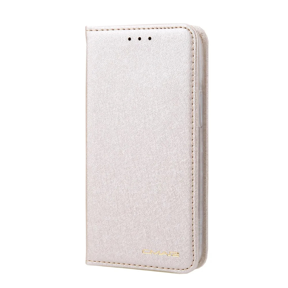 CMAI2 PU Leather Auto-absorbed Folio Cover with Card Slots for iPhone 12 mini 5.4 inch - White - 1