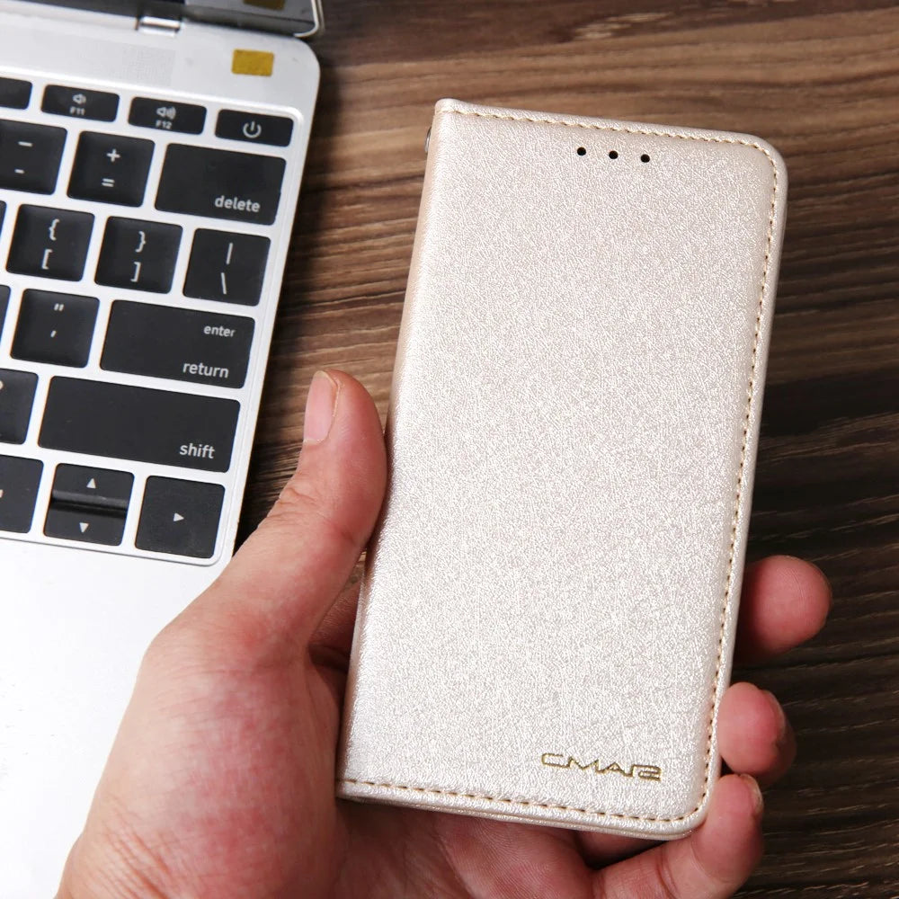 CMAI2 PU Leather Auto-absorbed Folio Cover with Card Slots for iPhone 12 mini 5.4 inch - White - 4