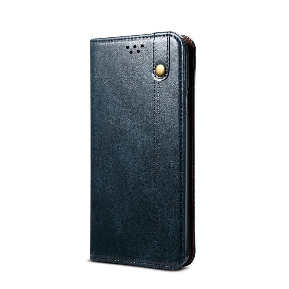 Leisure Style Waxy Crazy Horse Texture Phone Leather Cover Shell with Stand and Wallet for iPhone 12 mini - Blue - 2