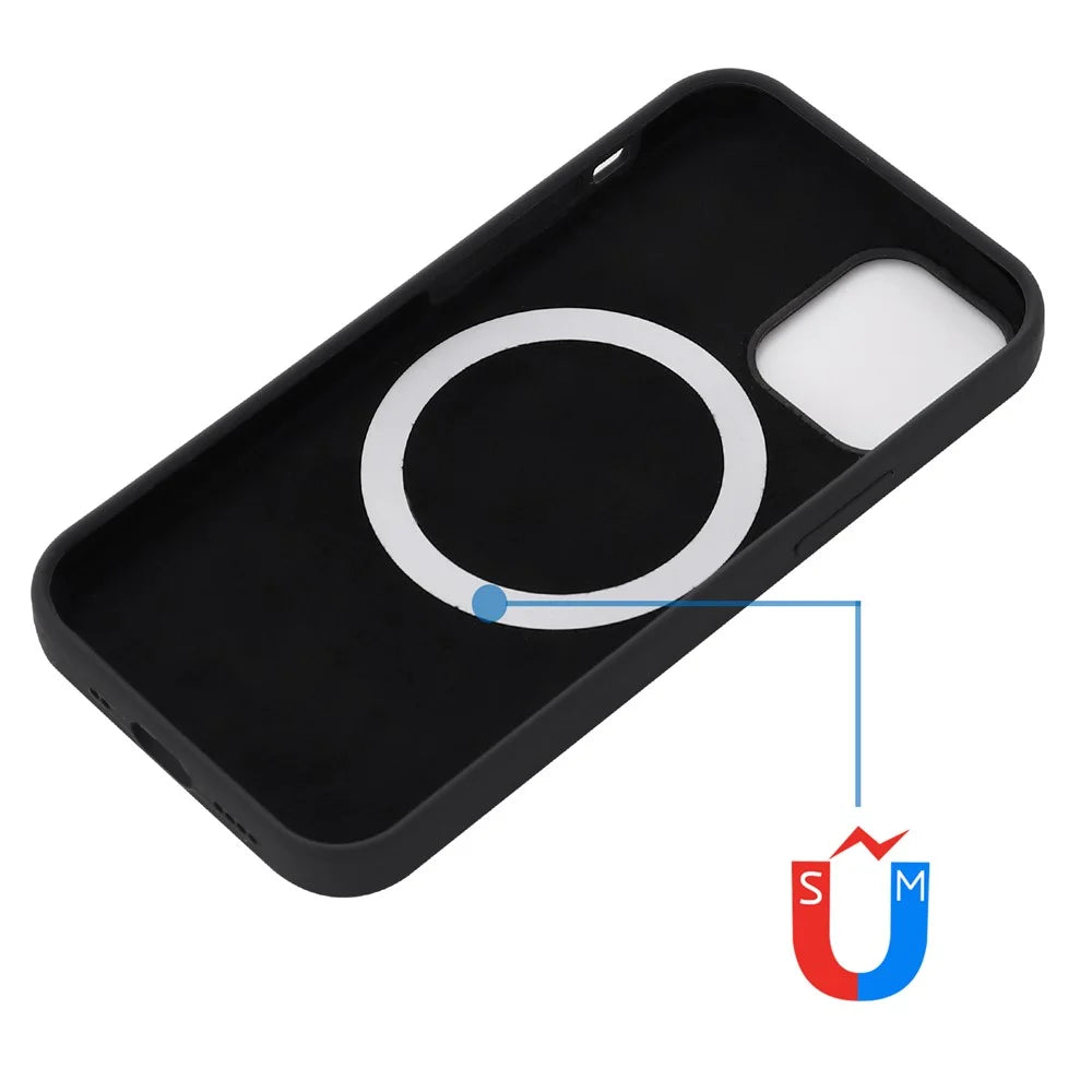 For iPhone 12 Pro / 12 Case Compatible with MagSafe Anti-Drop Liquid Silicone Phone Cover - Black - 5
