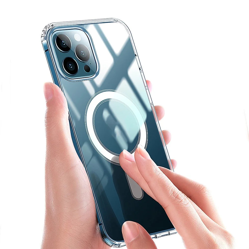 Magnetic Cover for iPhone 11 6.1 inch Transparent TPU+PC Combo Case - 1