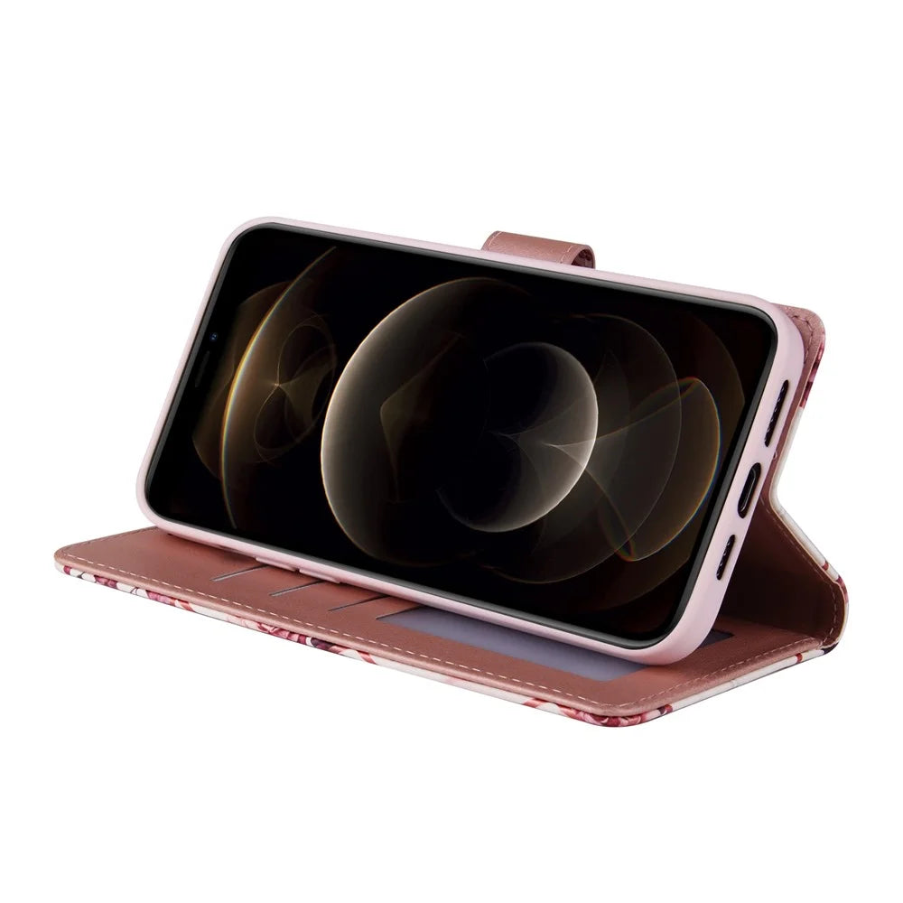 For iPhone 12 mini Marbel Pattern Lacquered Leather Protection Case - Light Pink - 3