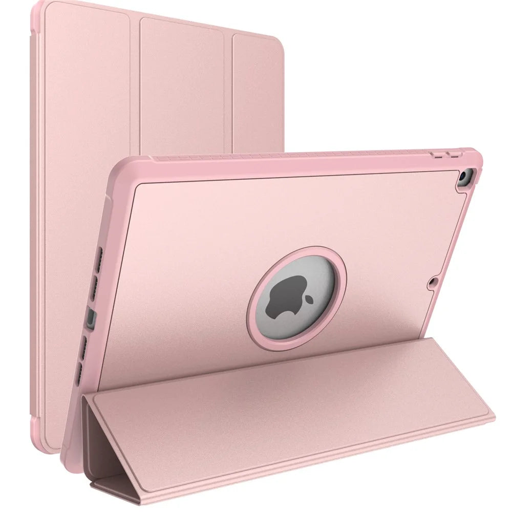 Tri-fold Stand for iPad 10.2 (2021)/(2020)/(2019) PU Leather Tablet Cover with Pen Holder - Pink - 2