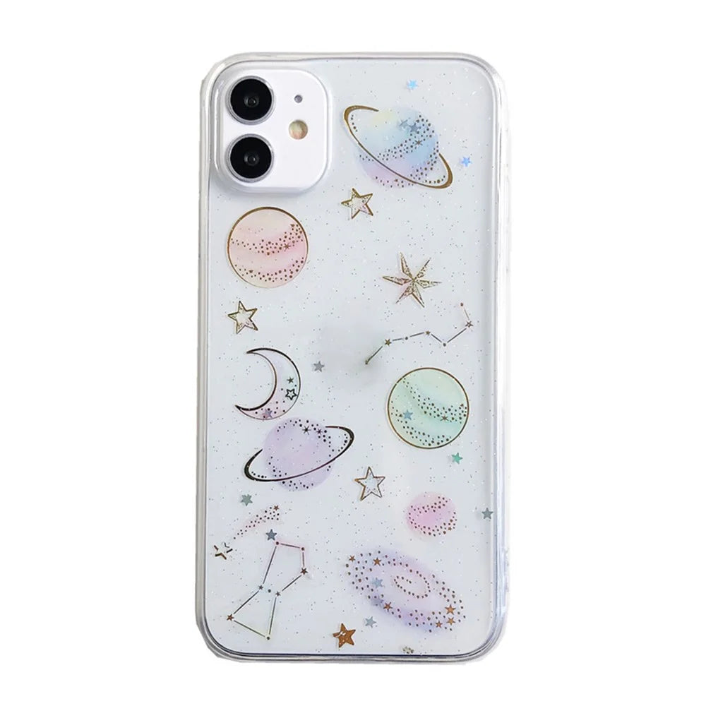 Star Planet Printing Design Epoxy Stickers TPU Case Shell for iPhone 11 6.1 inch - Transparent - 2