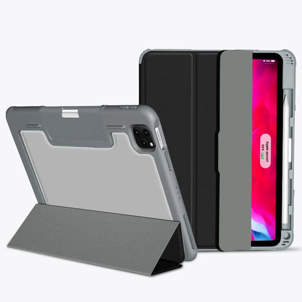MUTURAL Yaxing Series Leather Tablet Shell for iPad Pro 11-inch (2021) Case Stand with Pen Slot - Red - 2