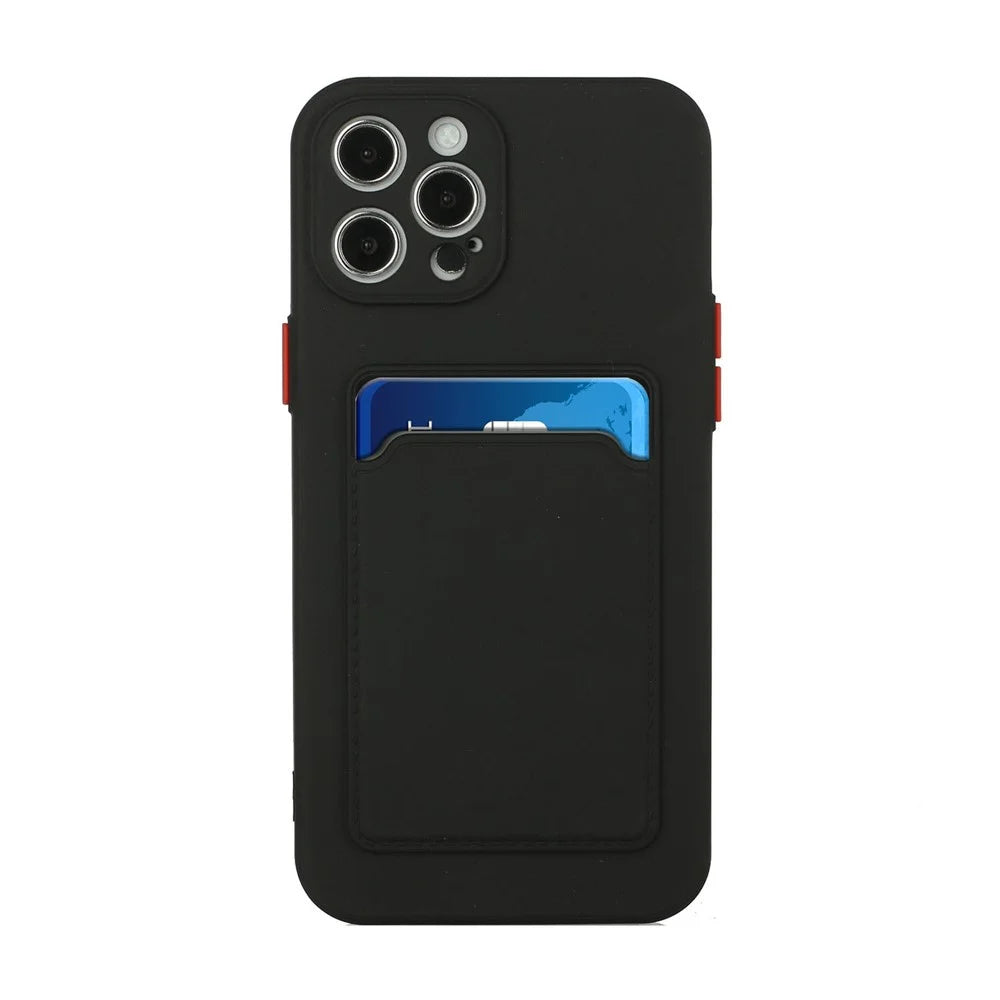 Well-Protected Soft TPU Phone Case Cover with Card Slot for iPhone 12/12 Pro - Black - 2