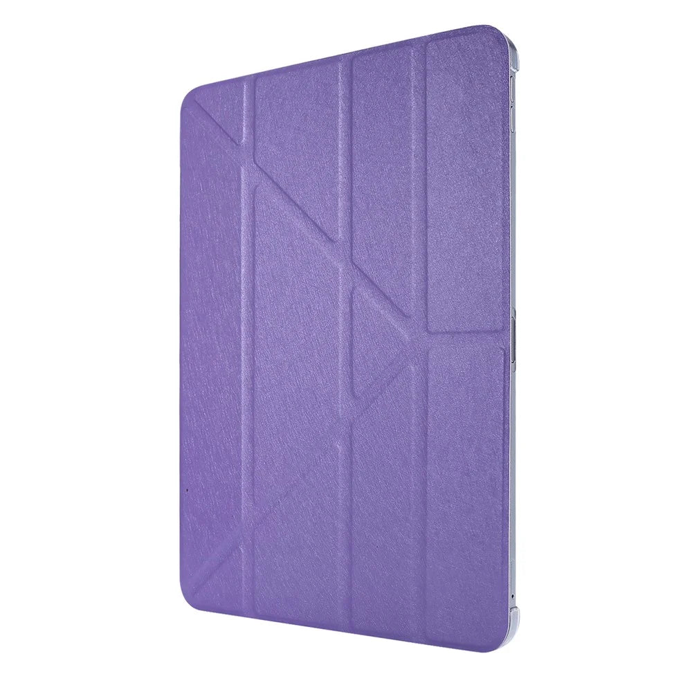 Silk Texture Leather Smart Tablet Cover Origami Stand Shell for iPad Pro 12.9-inch (2021) - Purple - 2