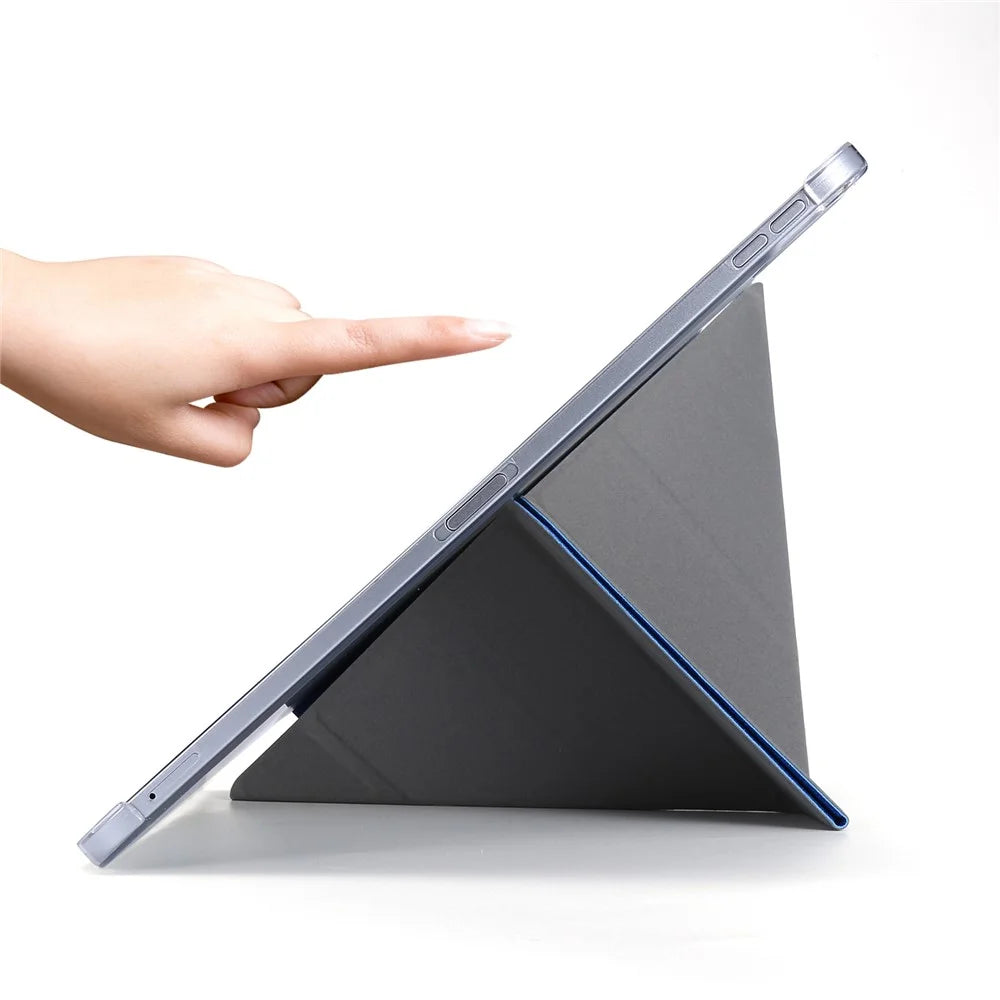 Silk Texture Leather Smart Tablet Cover Origami Stand Shell for iPad Pro 12.9-inch (2021) - Purple - 4