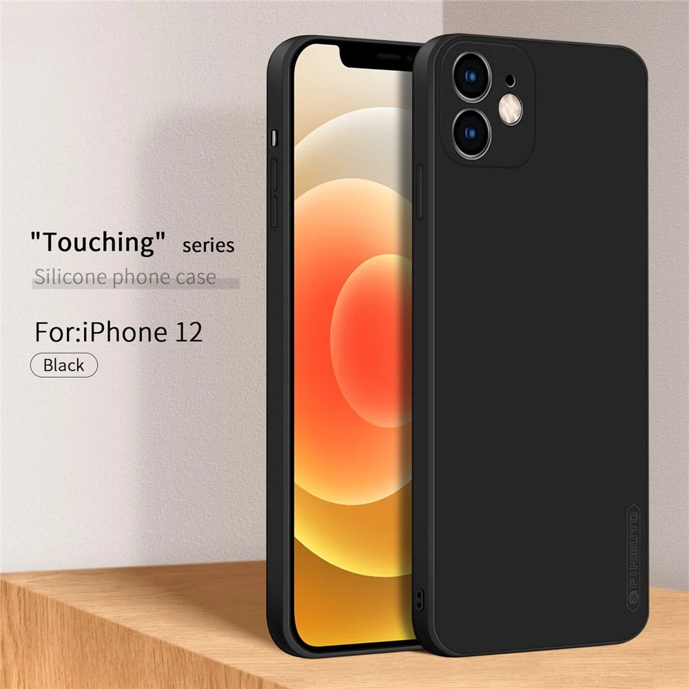 PINWUYO Soft Silicone Protective Mobile Phone Back Case Cover for iPhone 12 - Black - 2