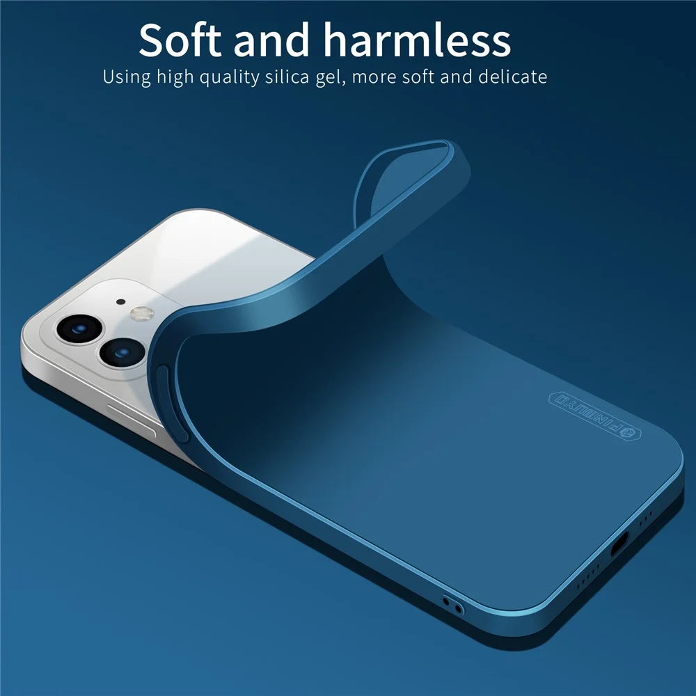 PINWUYO Soft Silicone Protective Mobile Phone Back Case Cover for iPhone 12 - Black - 7