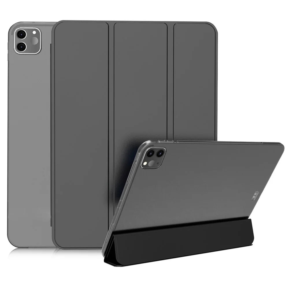 Auto Wake/Sleep Tri-fold Stand TPU Leather Tablet Protective Case Shell for iPad Pro 11-inch (2021) - Black - 1