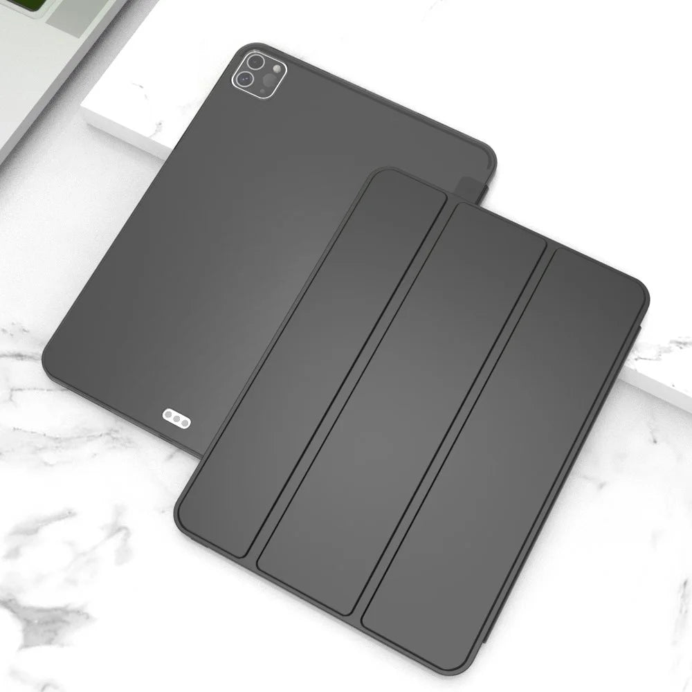 Auto Wake/Sleep Tri-fold Stand TPU Leather Tablet Protective Case Shell for iPad Pro 11-inch (2021) - Black - 2
