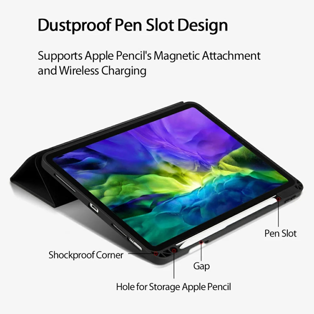 Auto-Absorbed Smart Auto Sleep / Wake Up Tablet Stand Case Cover with Pen Slot for iPad Pro 12.9 (2022 / 2021 / 2020 / 2018) - Black - 4