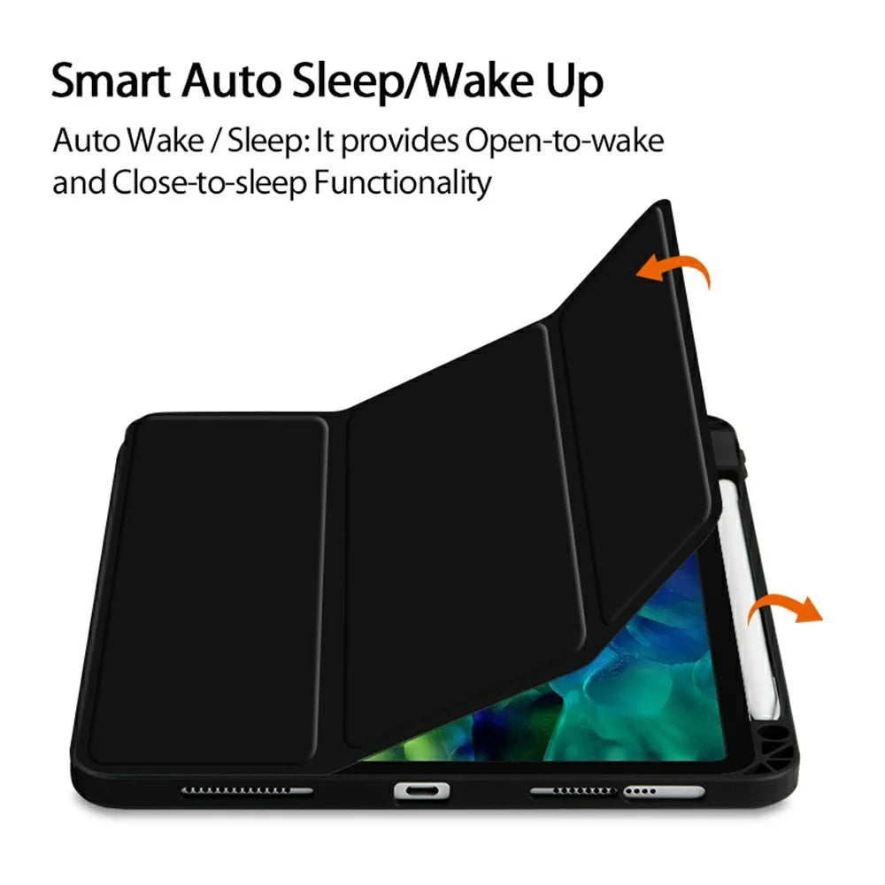 Auto-Absorbed Smart Auto Sleep / Wake Up Tablet Stand Case Cover with Pen Slot for iPad Pro 12.9 (2022 / 2021 / 2020 / 2018) - Black - 6
