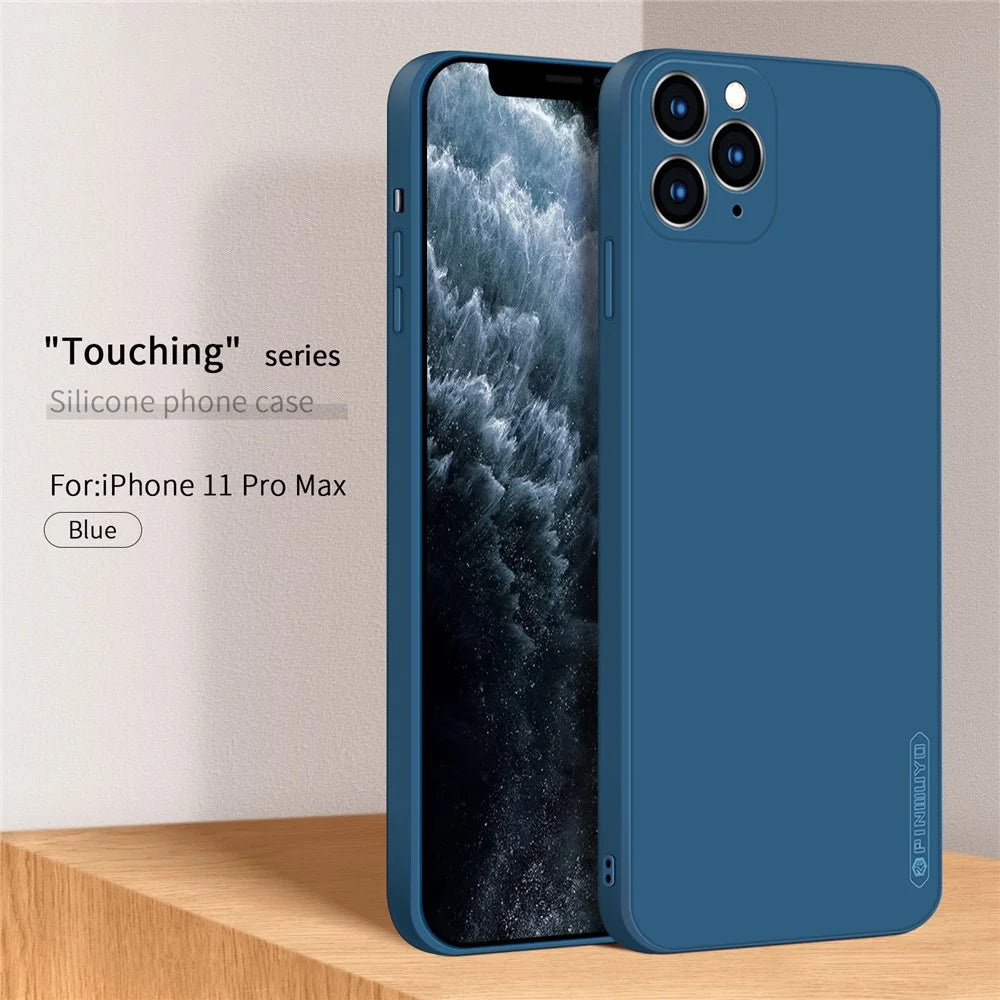 PINWUYO Soft Silicone Precise Cut-Out Cell Phone Case Cover Protector for iPhone 11 Pro Max - Blue - 2